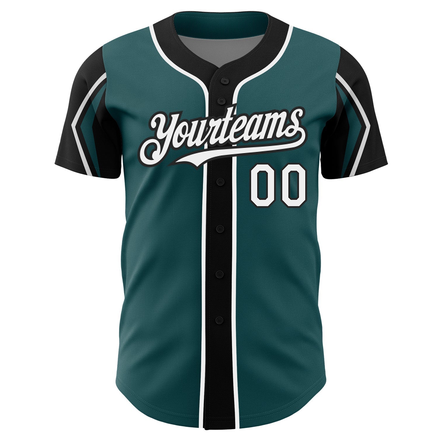 Custom Midnight Green White-Black 3 Colors Arm Shapes Authentic Baseball Jersey baseball jersey product view 3