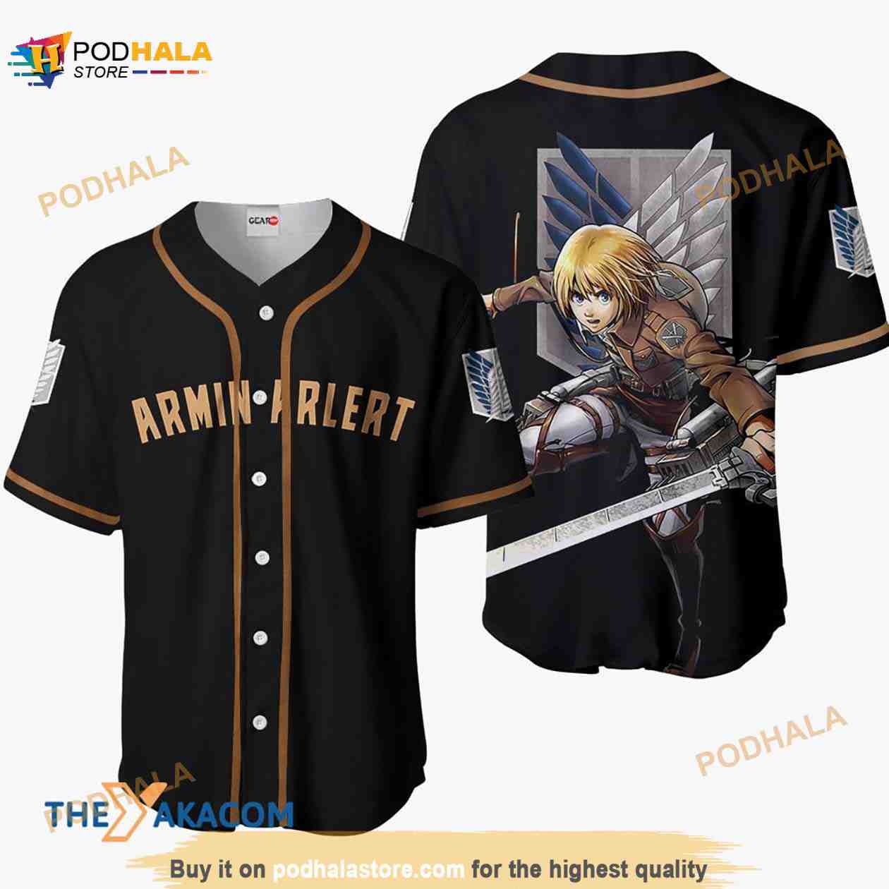 Armin Arlert Attack On Titan Anime Gift Christmas For Fan 3D Baseball Jersey Shirt baseball jersey product view 1