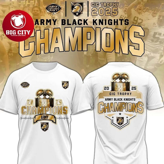 Army Black Knights CIC trophy Champions 2025 Two Sided Shirt Unisex T-shirt, Sweatshirt, Hoodie, Long Sleeve Tee - T-Shirt, Sweatshirt, Hoodie