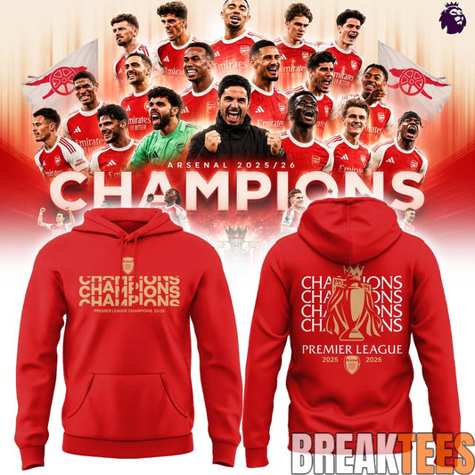 Arsenal 2025-26 EPL Champions Hoodie Unisex T-shirt, Sweatshirt, Hoodie, Long Sleeve Tee - T-Shirt, Sweatshirt, Hoodie