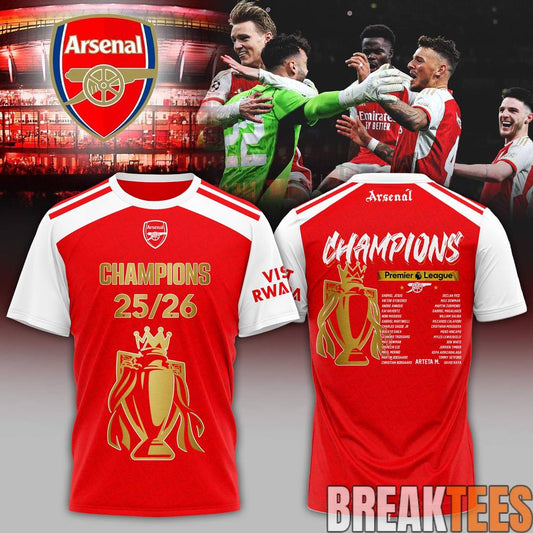 Arsenal 2026 Premier League Champions Shirt  Limited Edition Unisex T-shirt, Sweatshirt, Hoodie, Long Sleeve Tee - T-Shirt, Sweatshirt, Hoodie
