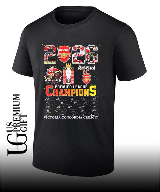 Arsenal 2026 Premier League Champions Victoria Concordia Crescit shirt Unisex T-shirt, Sweatshirt, Hoodie, Long Sleeve Tee - T-Shirt, Sweatshirt, Hoodie