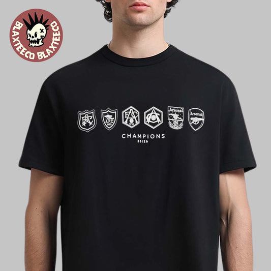 Arsenal 2026 Premier League Champions Where We Belong All Logos T-Shirt Unisex T-shirt, Sweatshirt, Hoodie, Long Sleeve Tee - T-Shirt, Sweatshirt, Hoodie
