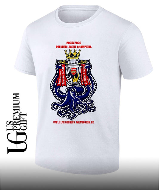Arsenal Cape Fear Gooners Premier League Champions 2025-2026 trophy shirt Unisex T-shirt, Sweatshirt, Hoodie, Long Sleeve Tee - T-Shirt, Sweatshirt, Hoodie