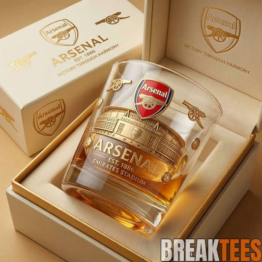 Arsenal Emirates Golden Stadium Commemorative Whiskey Glass Unisex T-shirt, Sweatshirt, Hoodie, Long Sleeve Tee - T-Shirt, Sweatshirt, Hoodie