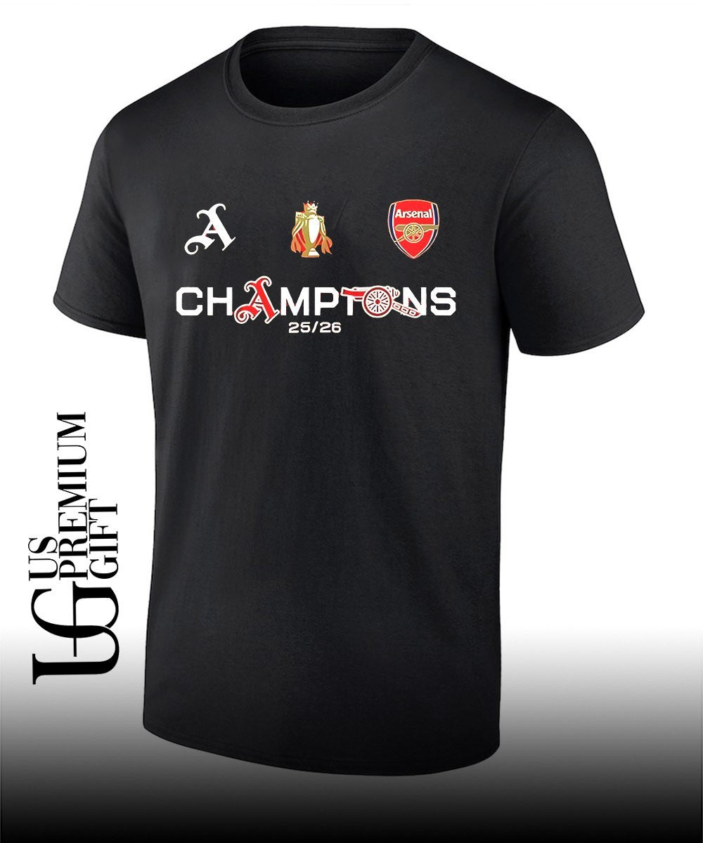 Arsenal FC Premier League Champions 2026 logo shirt Unisex T-shirt, Sweatshirt, Hoodie, Long Sleeve Tee - T-Shirt, Sweatshirt, Hoodie
