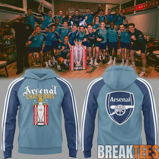 Arsenal Premier League Champions 25-26 Hoodie Unisex T-shirt, Sweatshirt, Hoodie, Long Sleeve Tee - T-Shirt, Sweatshirt, Hoodie