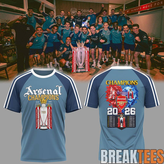 Arsenal Premier League Champions 25-26 Shirt Unisex T-shirt, Sweatshirt, Hoodie, Long Sleeve Tee - T-Shirt, Sweatshirt, Hoodie