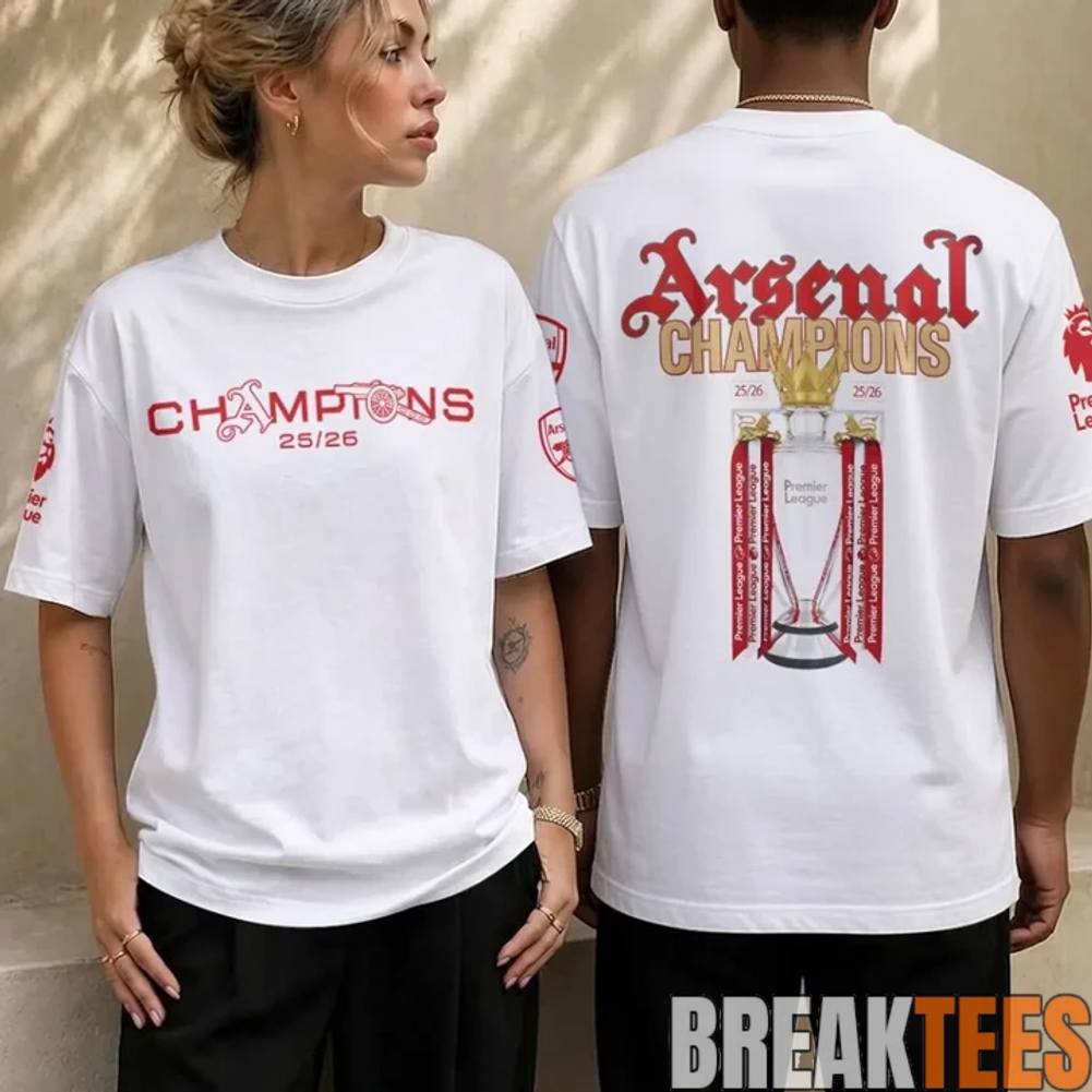 Arsenal Premier League Champions 25-26 Tee Unisex T-shirt, Sweatshirt, Hoodie, Long Sleeve Tee - T-Shirt, Sweatshirt, Hoodie