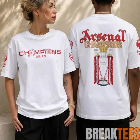Arsenal Premier League Champions 25-26 Tee Unisex T-shirt, Sweatshirt, Hoodie, Long Sleeve Tee - T-Shirt, Sweatshirt, Hoodie