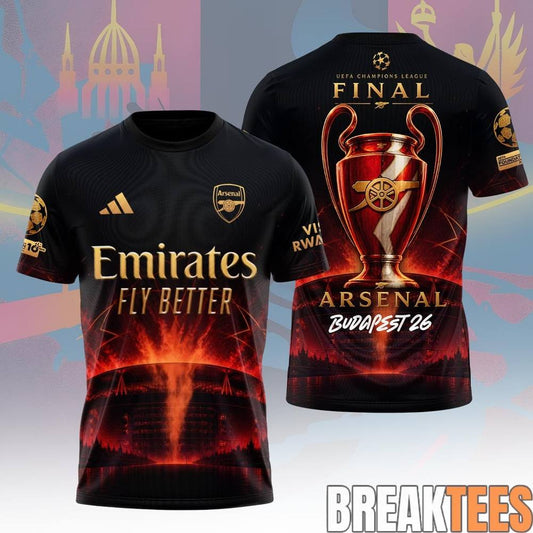 Arsenal UCL Budapest Final 2026 T-Shirt Unisex T-shirt, Sweatshirt, Hoodie, Long Sleeve Tee - T-Shirt, Sweatshirt, Hoodie