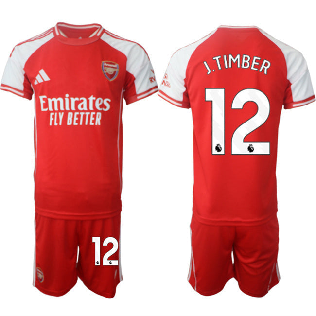 Arsenal F.C #12 Jurrien Timber Red 2025 Home Soccer Jersey Suit sports jersey product view 1