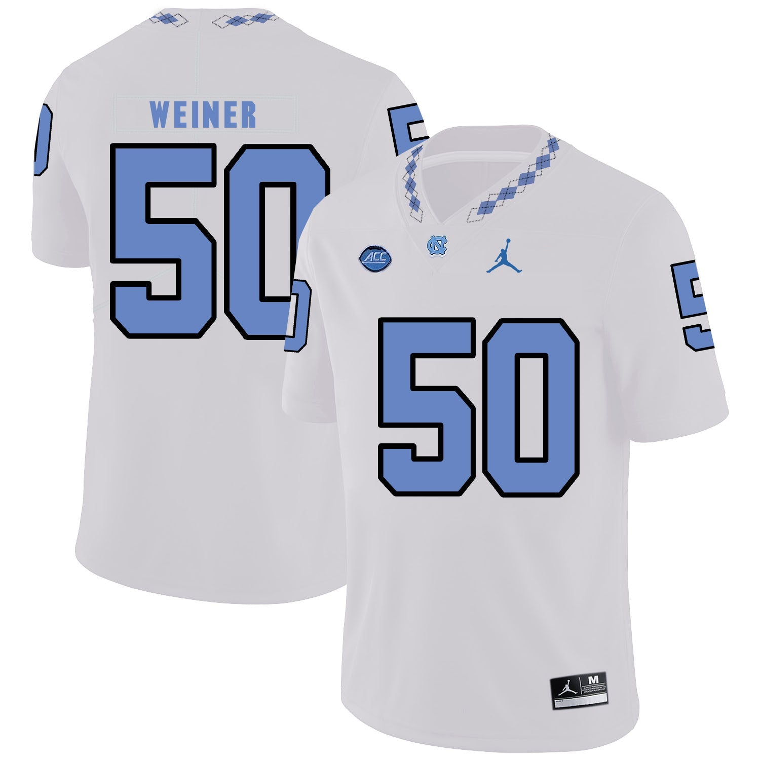 Art Weiner 50 White College Football Jersey football jersey product view 1