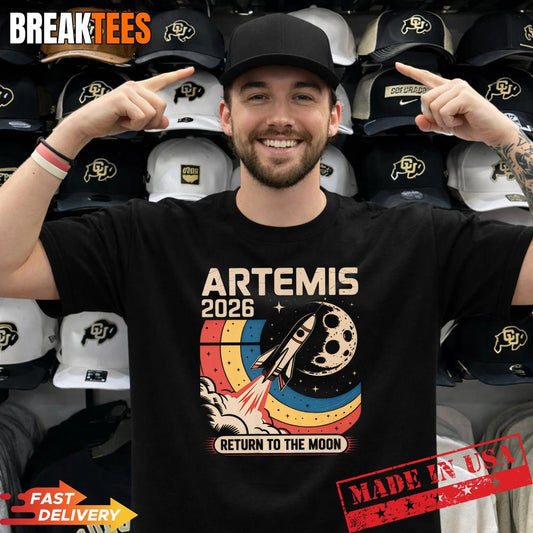 Artemis II Launch Back to The Moon 2026 T-Shirt Unisex T-shirt, Sweatshirt, Hoodie, Long Sleeve Tee - T-Shirt, Sweatshirt, Hoodie