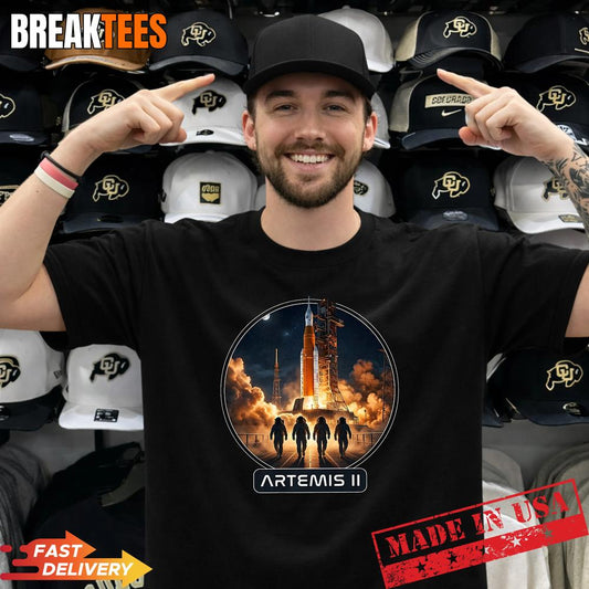 Artemis II Launch to The Moon 2026 T-Shirt Unisex T-shirt, Sweatshirt, Hoodie, Long Sleeve Tee - T-Shirt, Sweatshirt, Hoodie