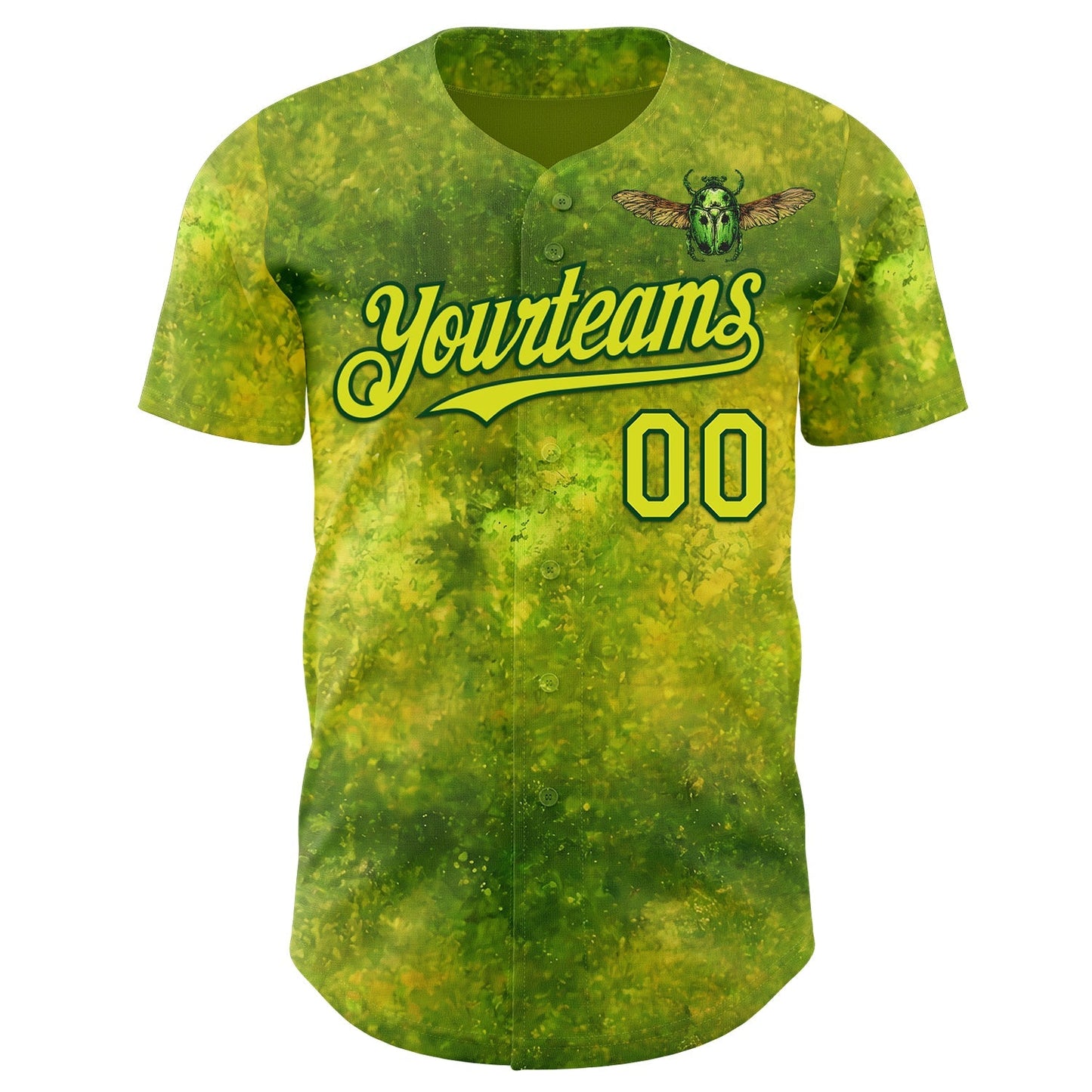 Custom Green Neon Yellow-Green David Lozeau The Scarab Beetle Authentic Baseball Jersey baseball jersey product view 2