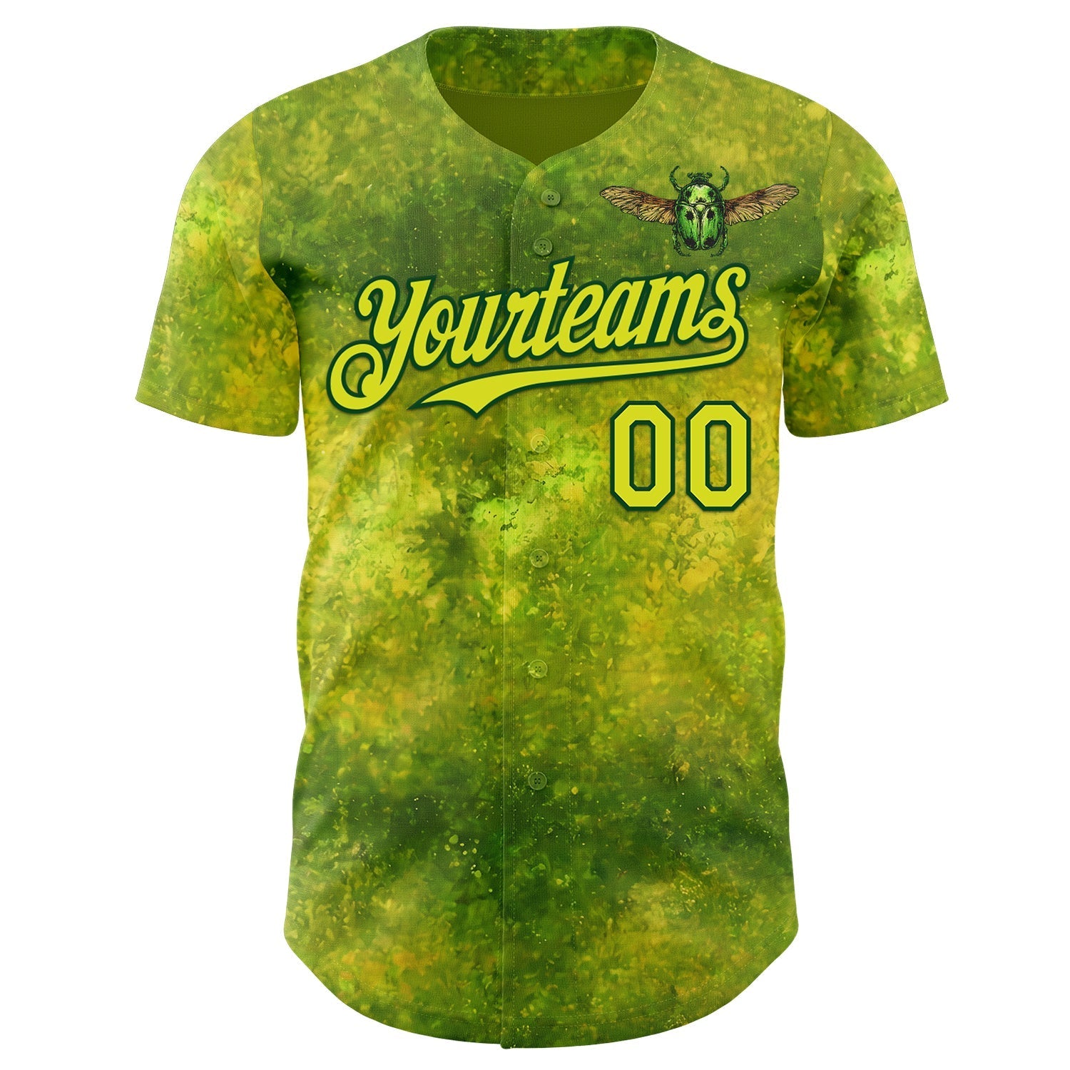 Custom Green Neon Yellow-Green David Lozeau The Scarab Beetle Authentic Baseball Jersey baseball jersey product view 2