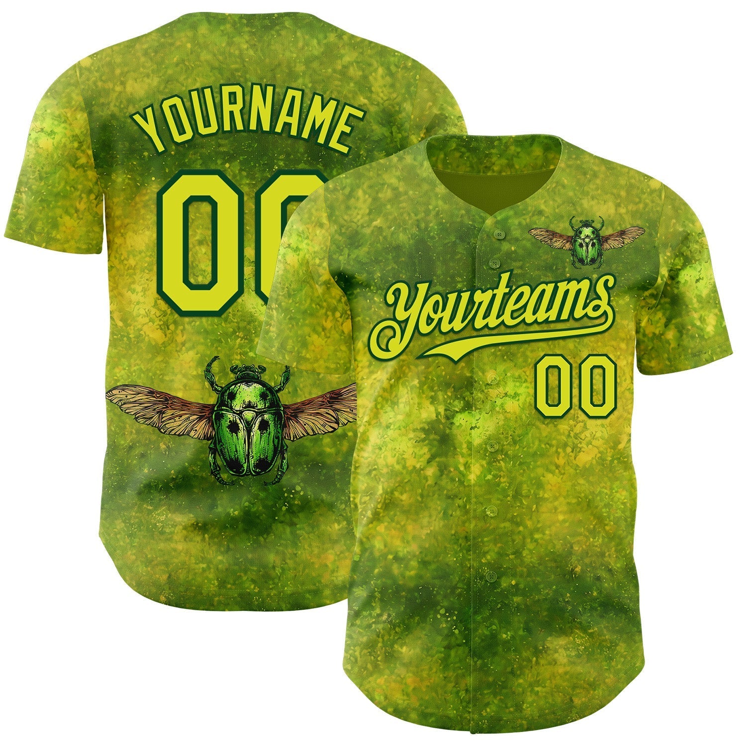 Custom Green Neon Yellow-Green David Lozeau The Scarab Beetle Authentic Baseball Jersey baseball jersey product view 1