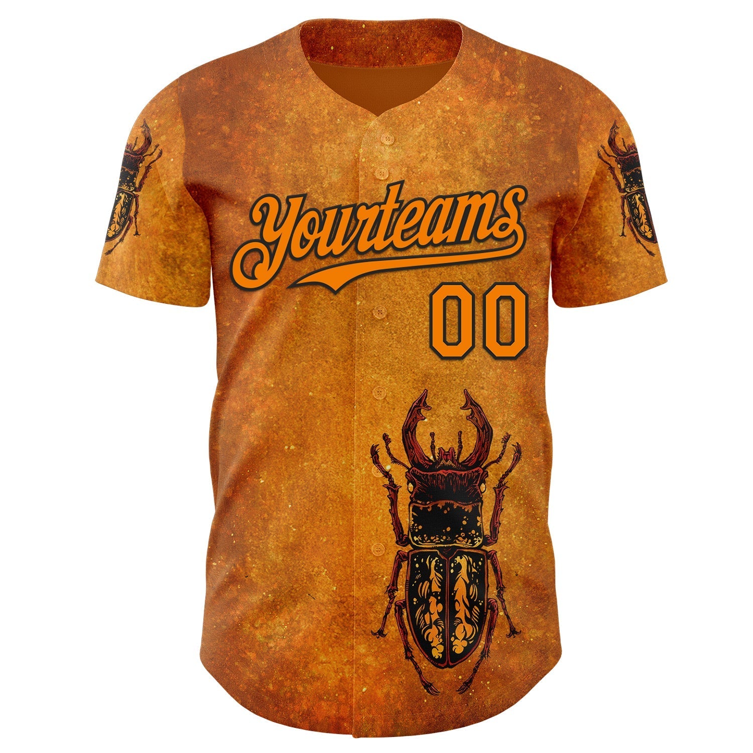 Custom Yellow Bay Orange-Black David Lozeau The Stag Beetle Authentic Baseball Jersey baseball jersey product view 2