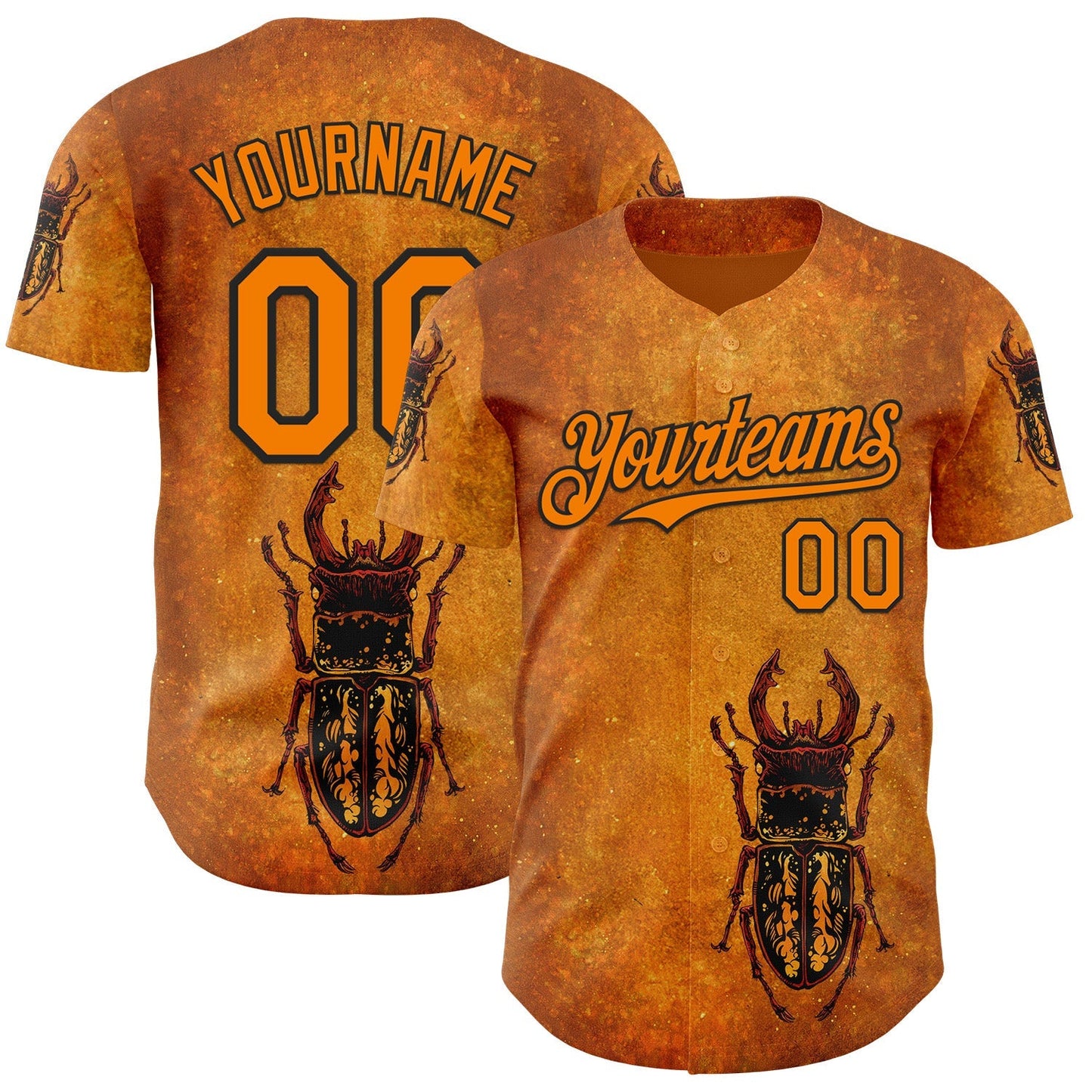 Custom Yellow Bay Orange-Black David Lozeau The Stag Beetle Authentic Baseball Jersey baseball jersey product view 1