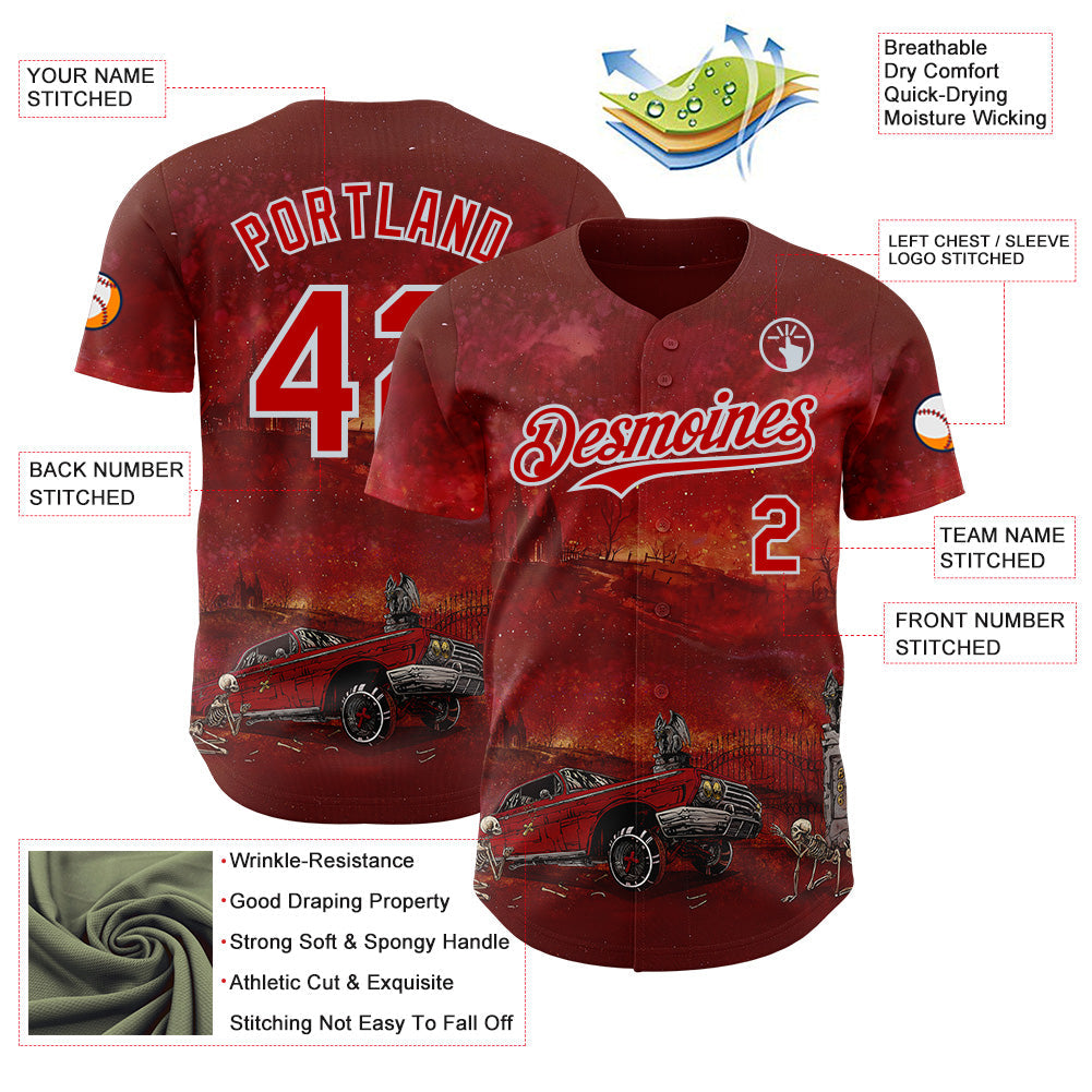 Custom Red-Silver David Lozeau Slammed And Damned Authentic Baseball Jersey baseball jersey product view 3