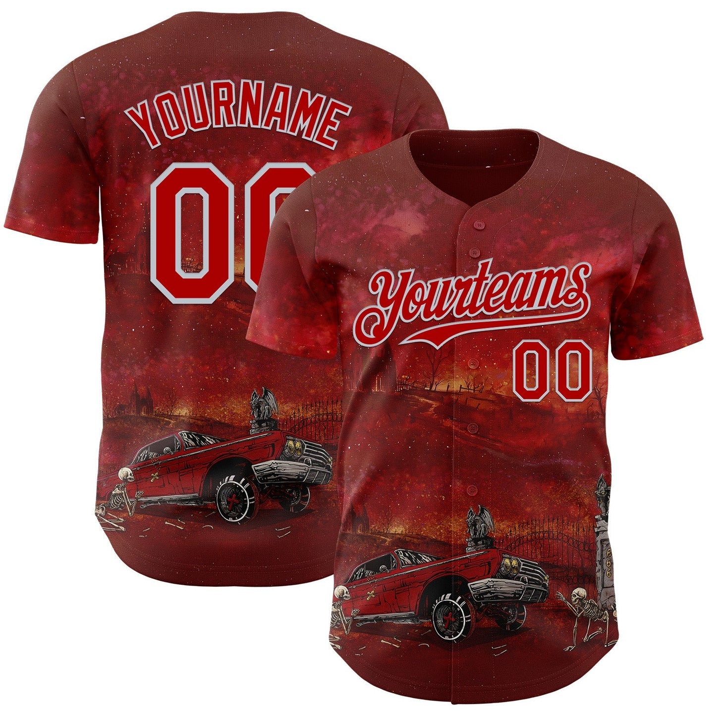 Custom Red-Silver David Lozeau Slammed And Damned Authentic Baseball Jersey baseball jersey product view 1