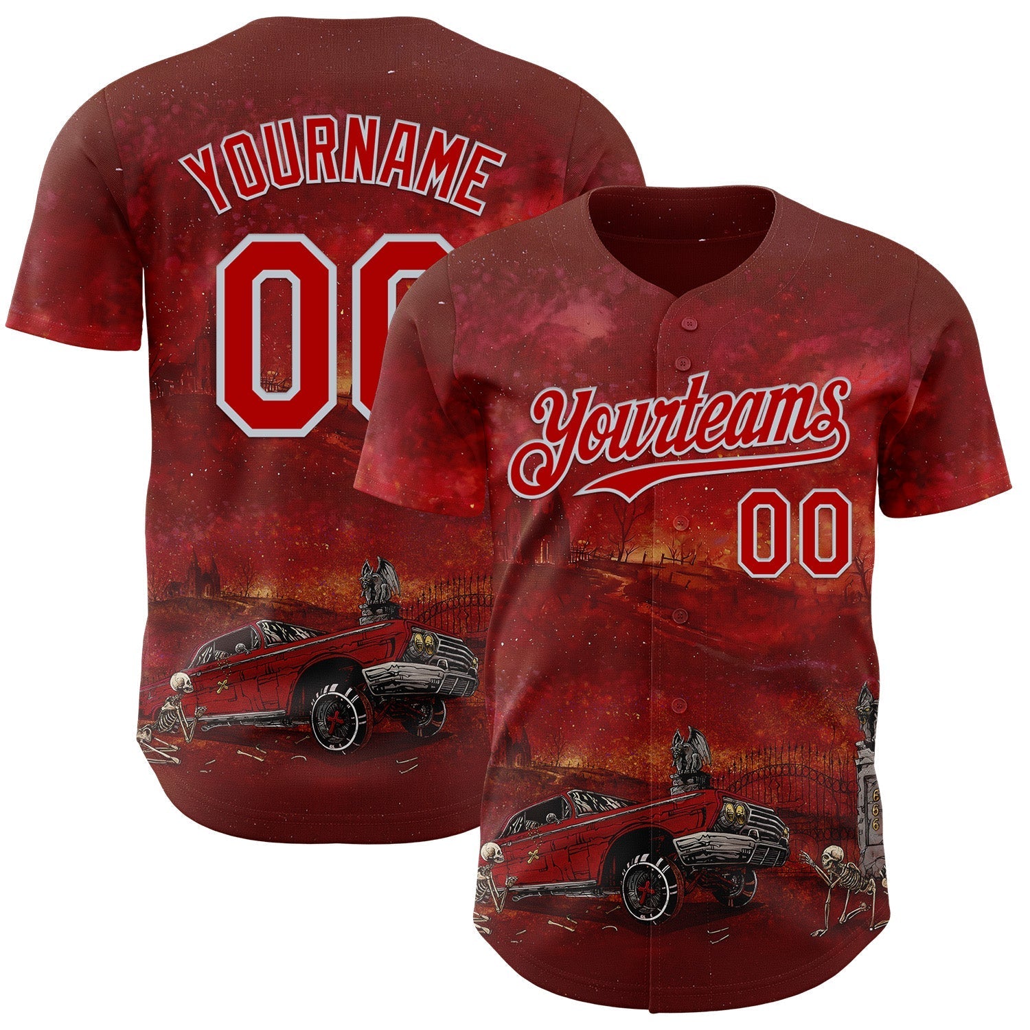 Custom Red-Silver David Lozeau Slammed And Damned Authentic Baseball Jersey baseball jersey product view 1