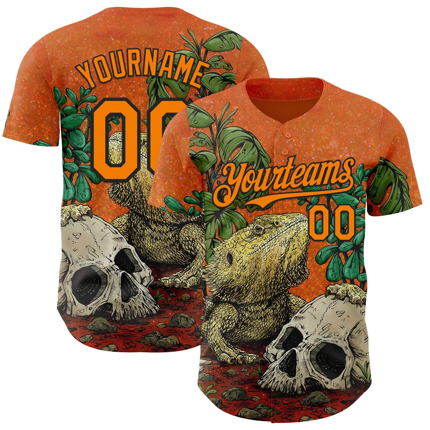 Custom Orange Bay Orange-Black David Lozeau Bearded Dragon Authentic Baseball Jersey baseball jersey product view 1