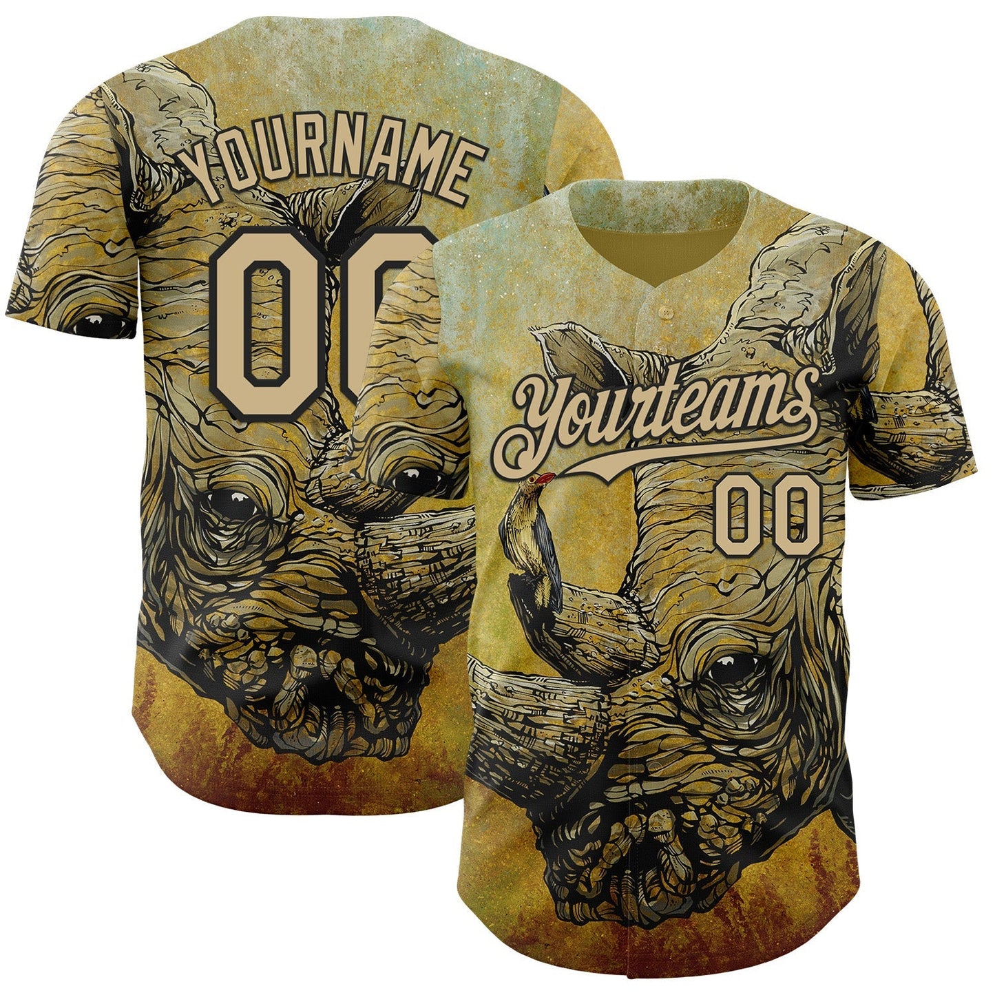 Custom Yellow Vegas Gold-Black David Lozeau Friends In High Places Authentic Baseball Jersey baseball jersey product view 1