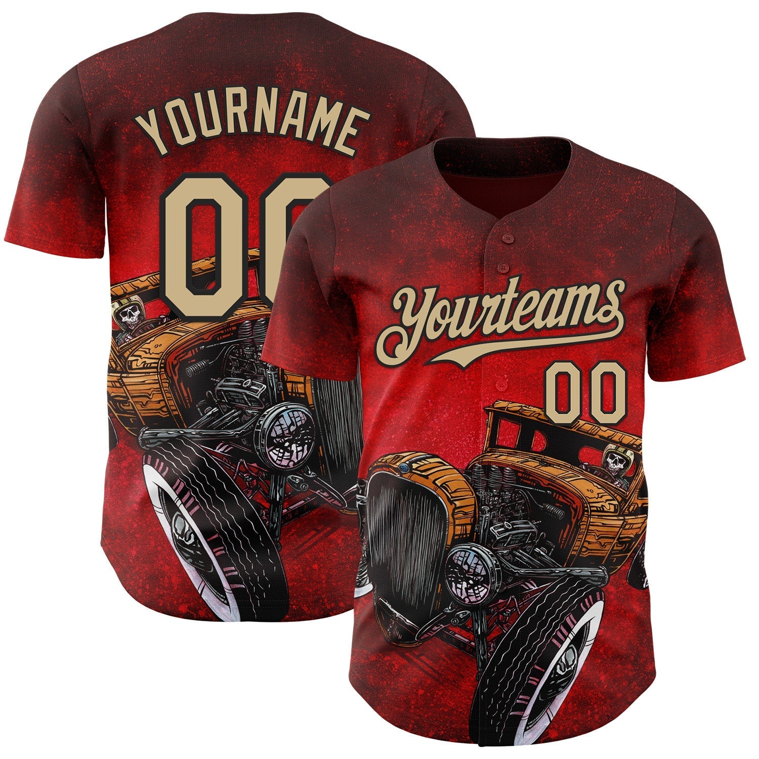 Custom Red Vegas Gold-Black David Lozeau Dead Heat Authentic Baseball Jersey baseball jersey product view 1