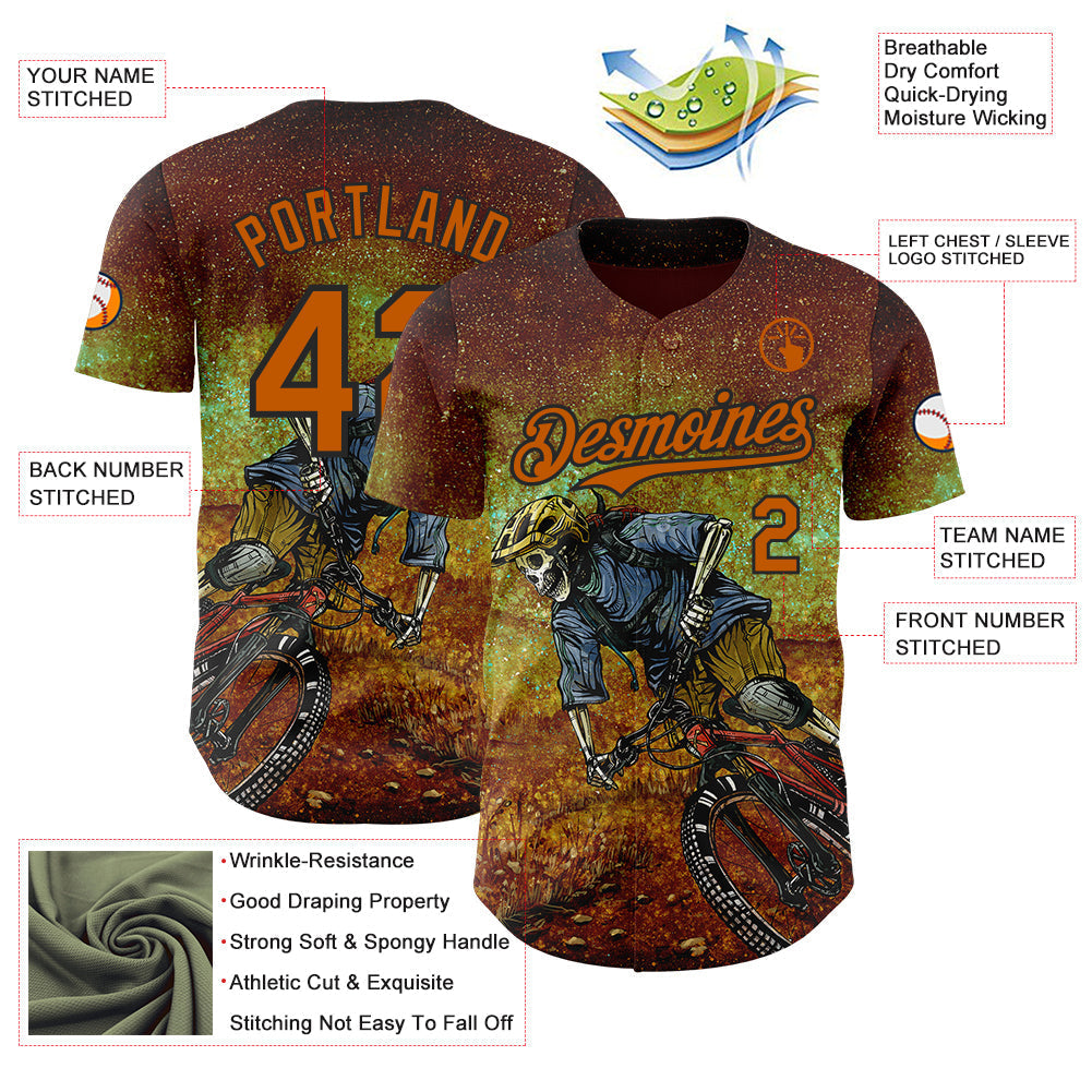 Custom Red Texas Orange-Black David Lozeau Single Track Authentic Baseball Jersey baseball jersey product view 3