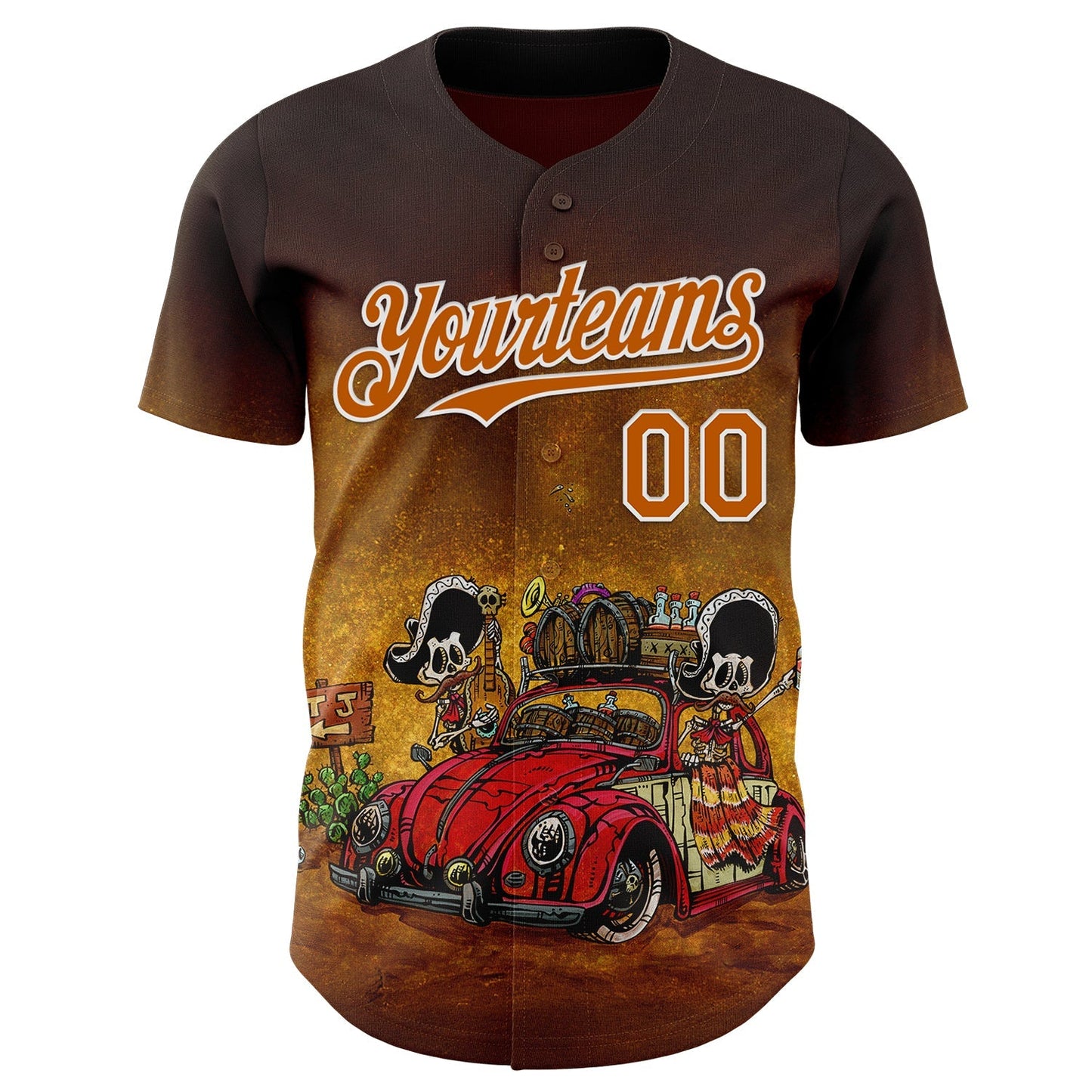 Custom Brown Texas Orange-White David Lozeau Border Bug Authentic Baseball Jersey baseball jersey product view 2