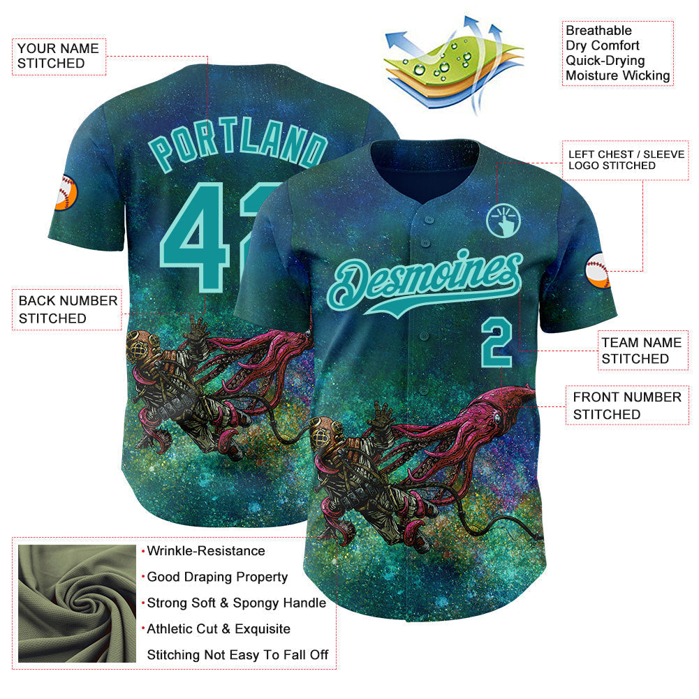 Custom Blue Teal-Ice Blue David Lozeau Ensnared Authentic Baseball Jersey baseball jersey product view 3