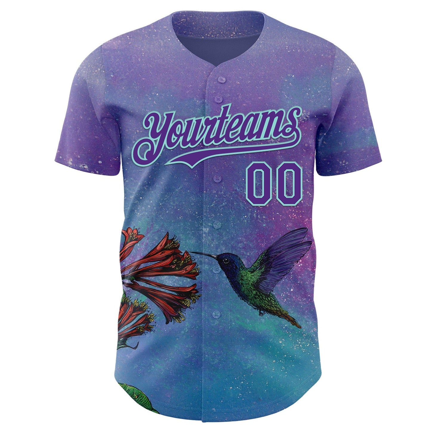 Custom Purple-Ice Blue David Lozeau The HummingBird Authentic Baseball Jersey baseball jersey product view 2