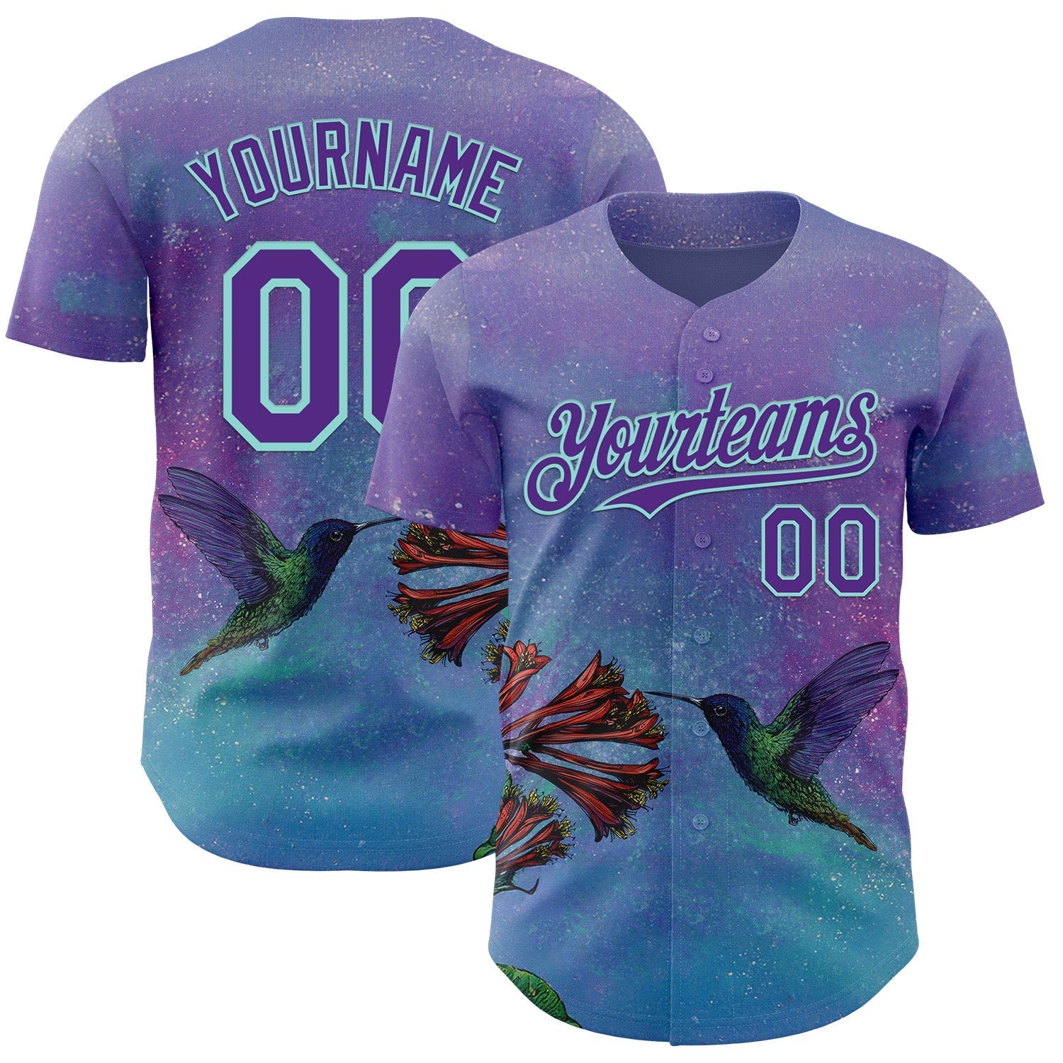 Custom Purple-Ice Blue David Lozeau The HummingBird Authentic Baseball Jersey baseball jersey product view 1