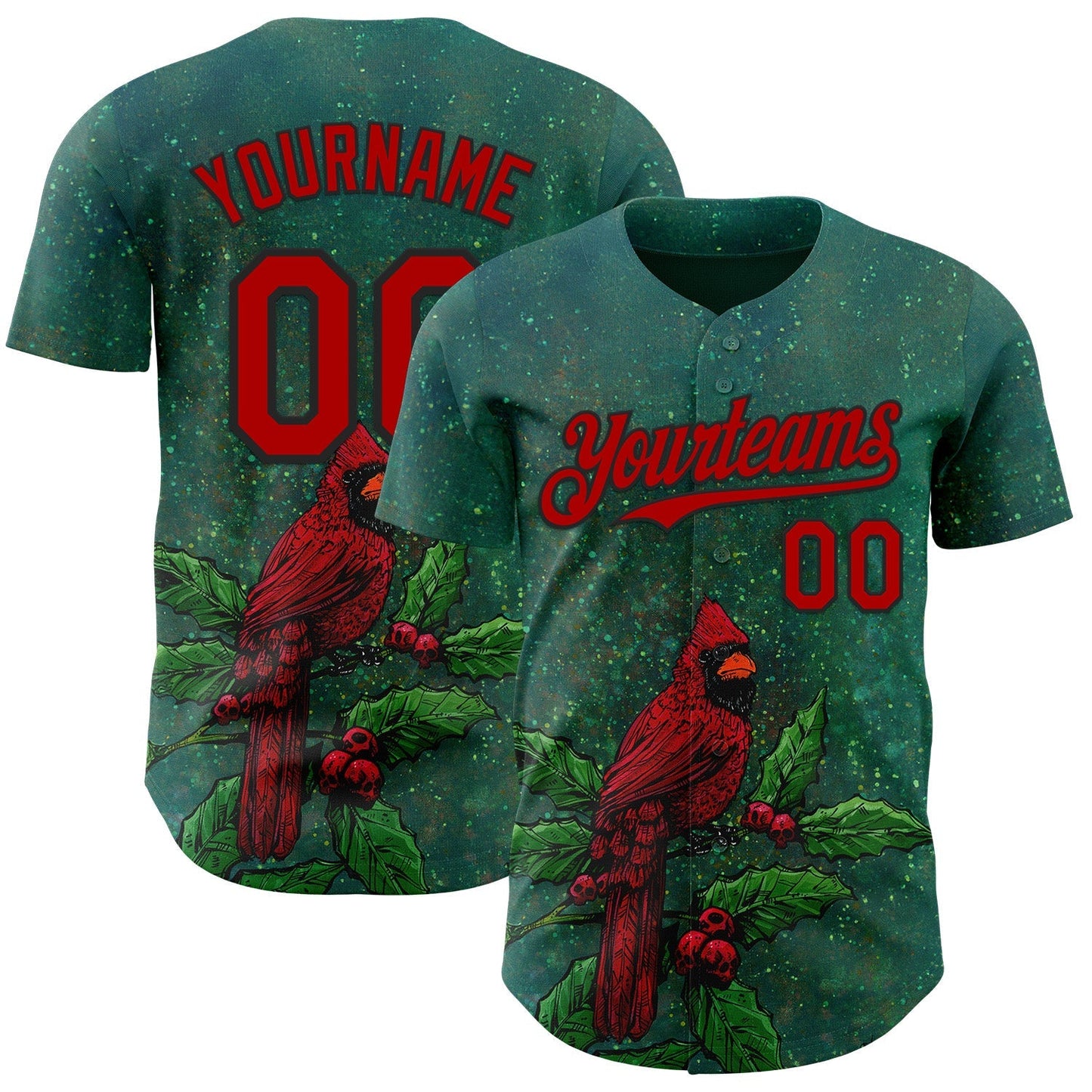 Custom Green Red-Black David Lozeau The Cardinal Authentic Baseball Jersey baseball jersey product view 1