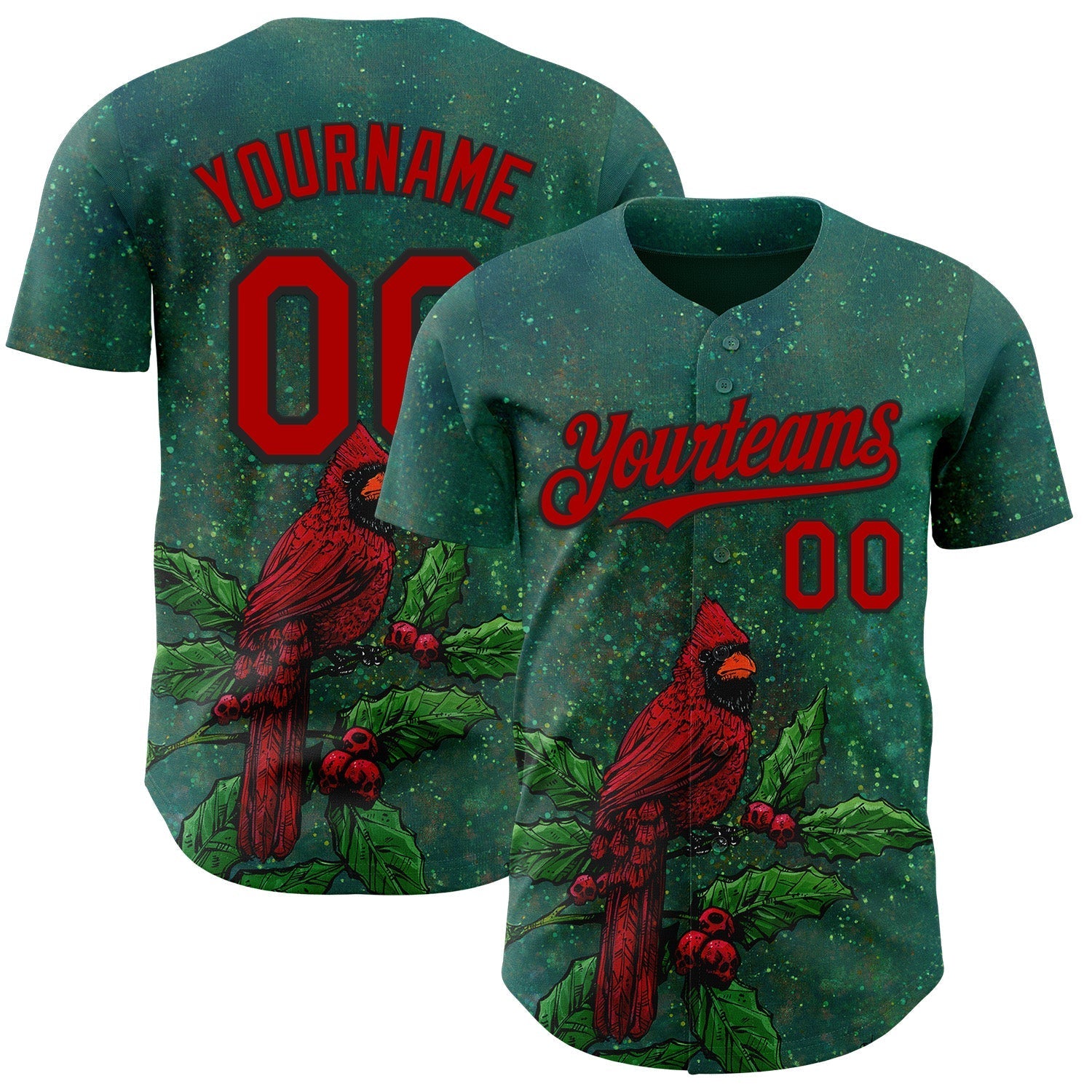 Custom Green Red-Black David Lozeau The Cardinal Authentic Baseball Jersey baseball jersey product view 1