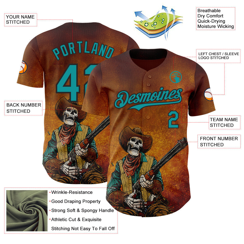 Custom Yellow Teal-Black David Lozeau Racking Rounds Authentic Baseball Jersey baseball jersey product view 3