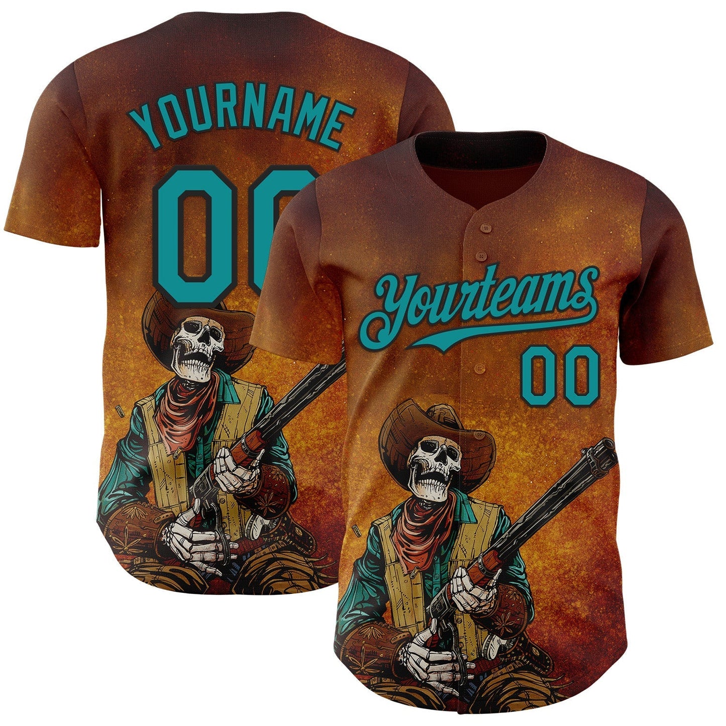 Custom Yellow Teal-Black David Lozeau Racking Rounds Authentic Baseball Jersey baseball jersey product view 1