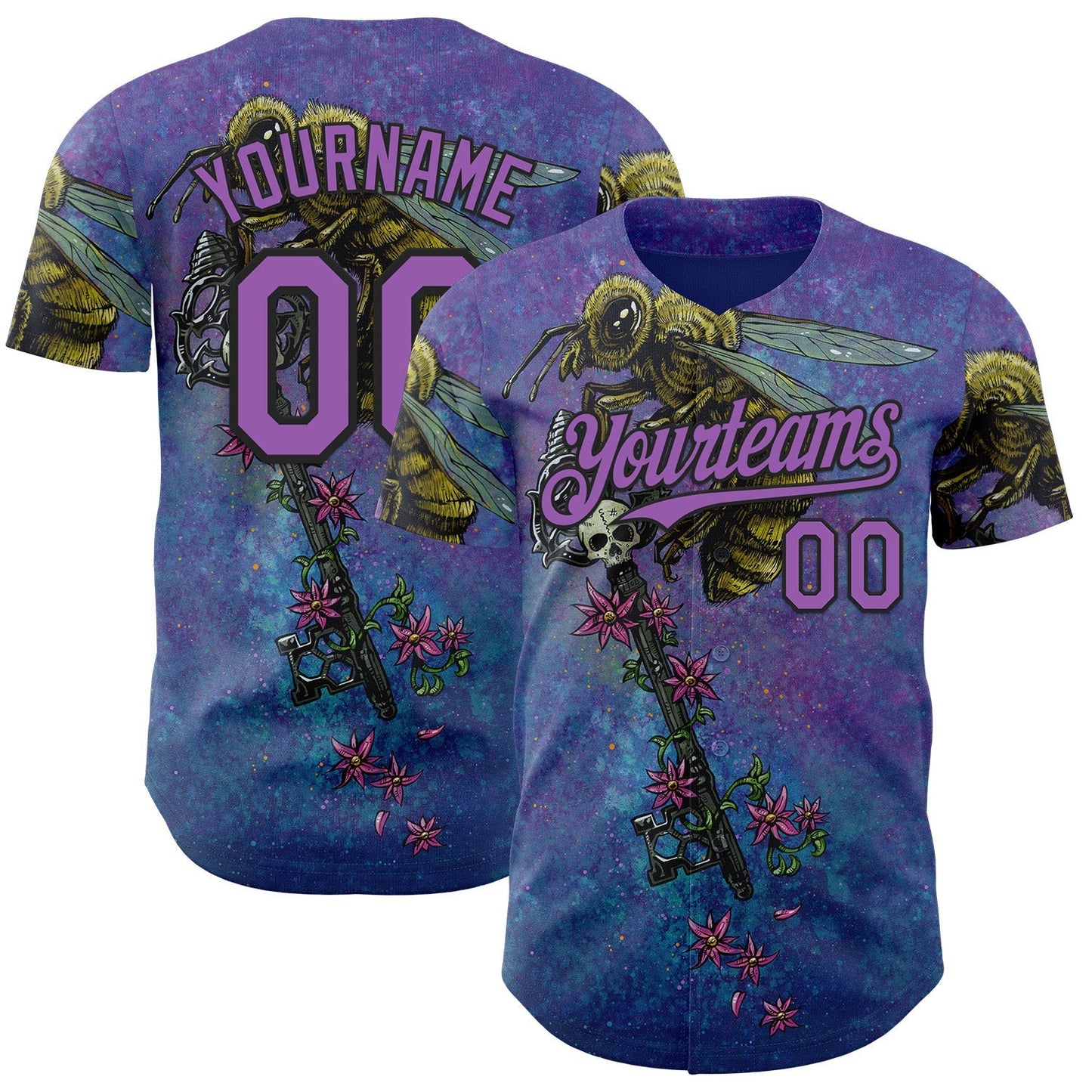 Custom Purple Medium Purple-Black David Lozeau The Beekeeper Authentic Baseball Jersey baseball jersey product view 1