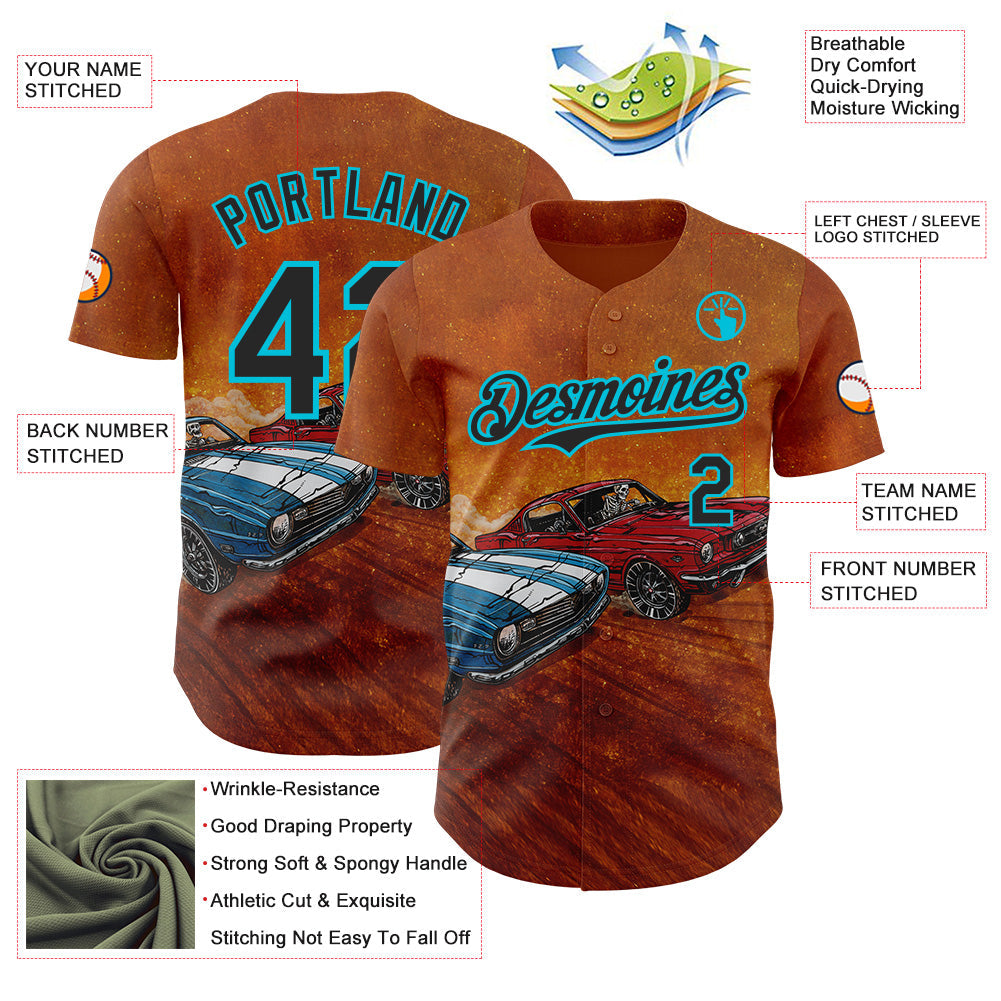 Custom Orange Black-Lakes Blue David Lozeau Flexing Muscle Authentic Baseball Jersey baseball jersey product view 3