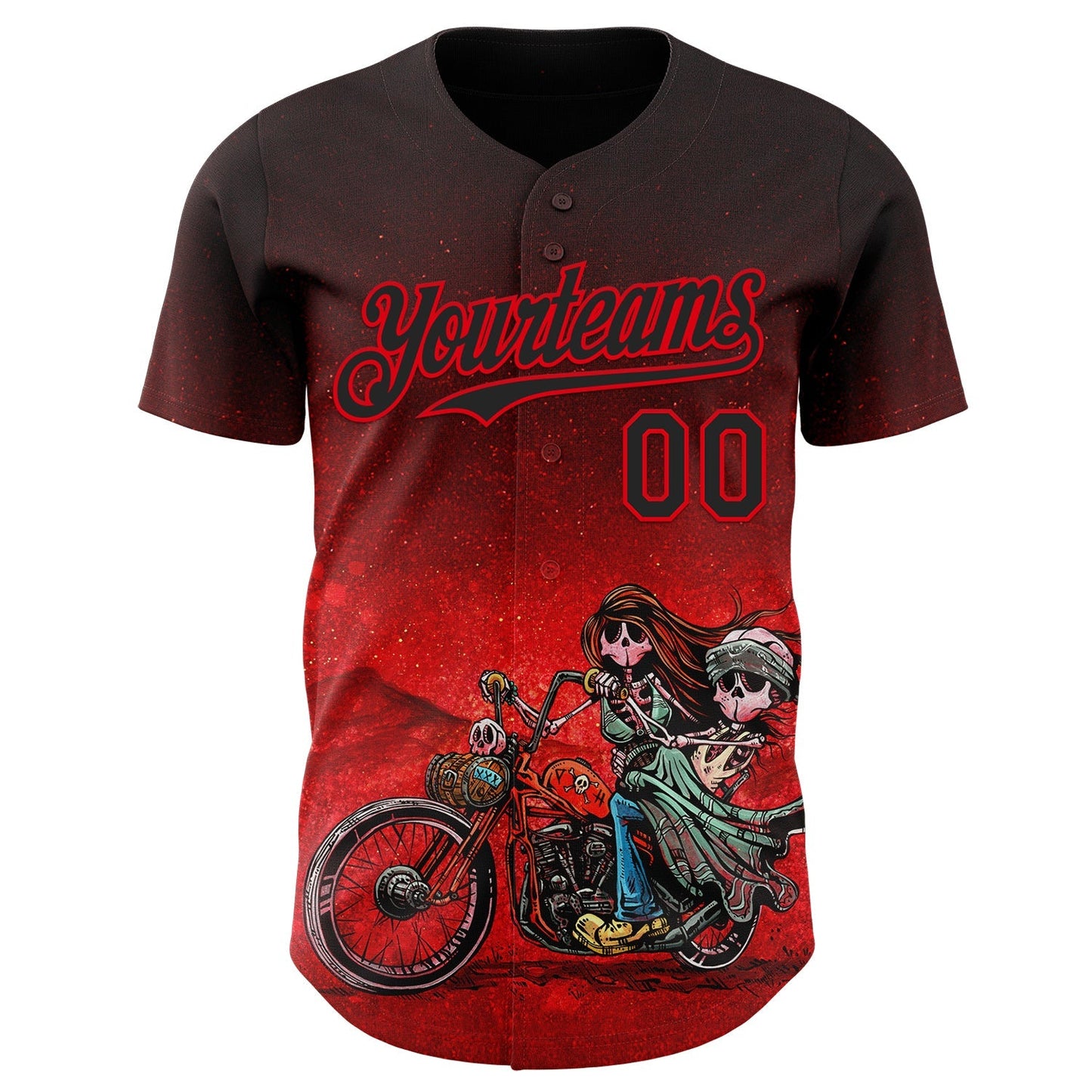 Custom Black Red-Fire Red David Lozeau Cruisin Authentic Baseball Jersey baseball jersey product view 2