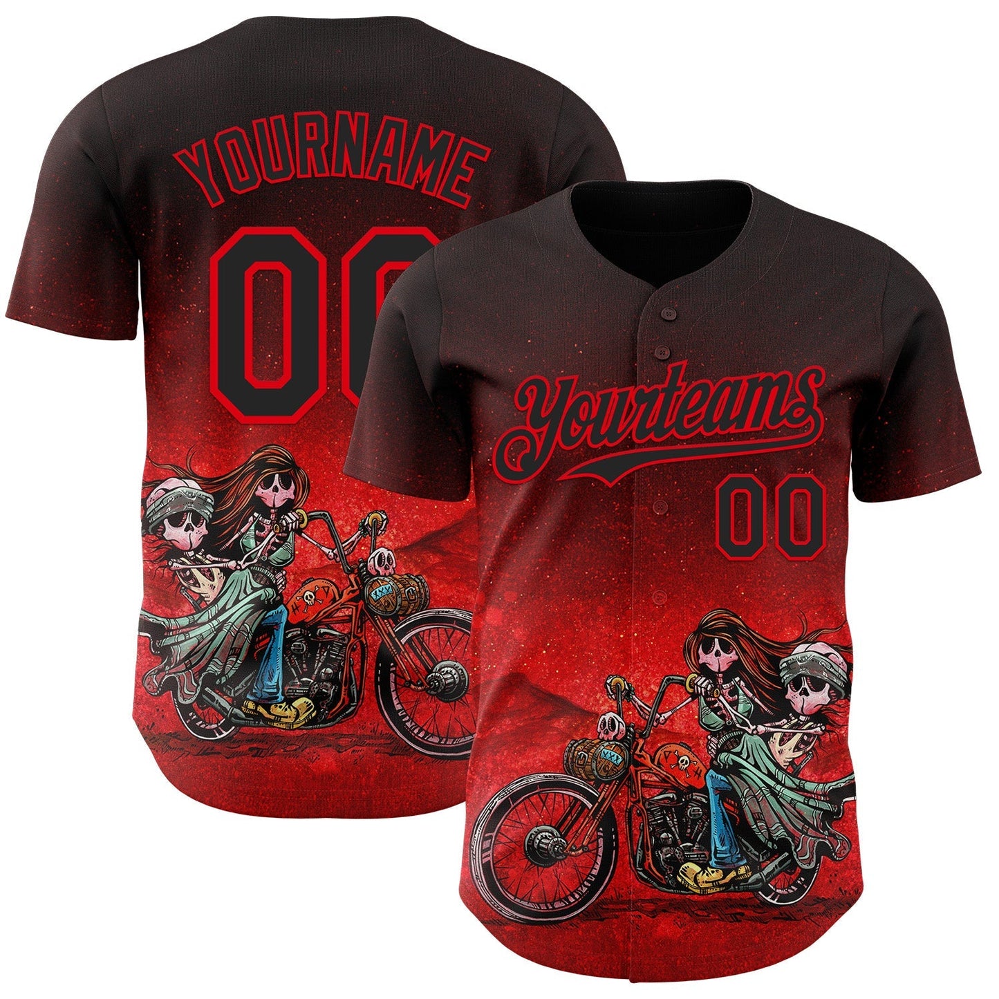 Custom Black Red-Fire Red David Lozeau Cruisin Authentic Baseball Jersey baseball jersey product view 1