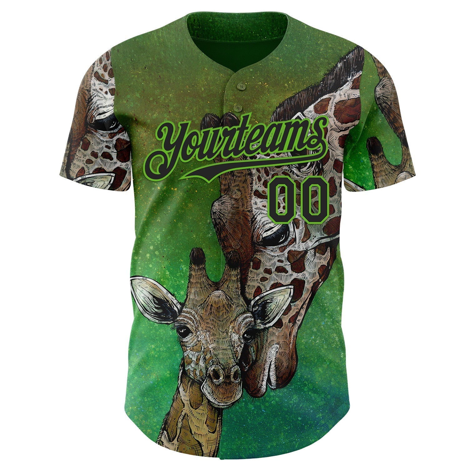 Custom Green Black-Aurora Green David Lozeau Mommy And Me Authentic Baseball Jersey baseball jersey product view 2