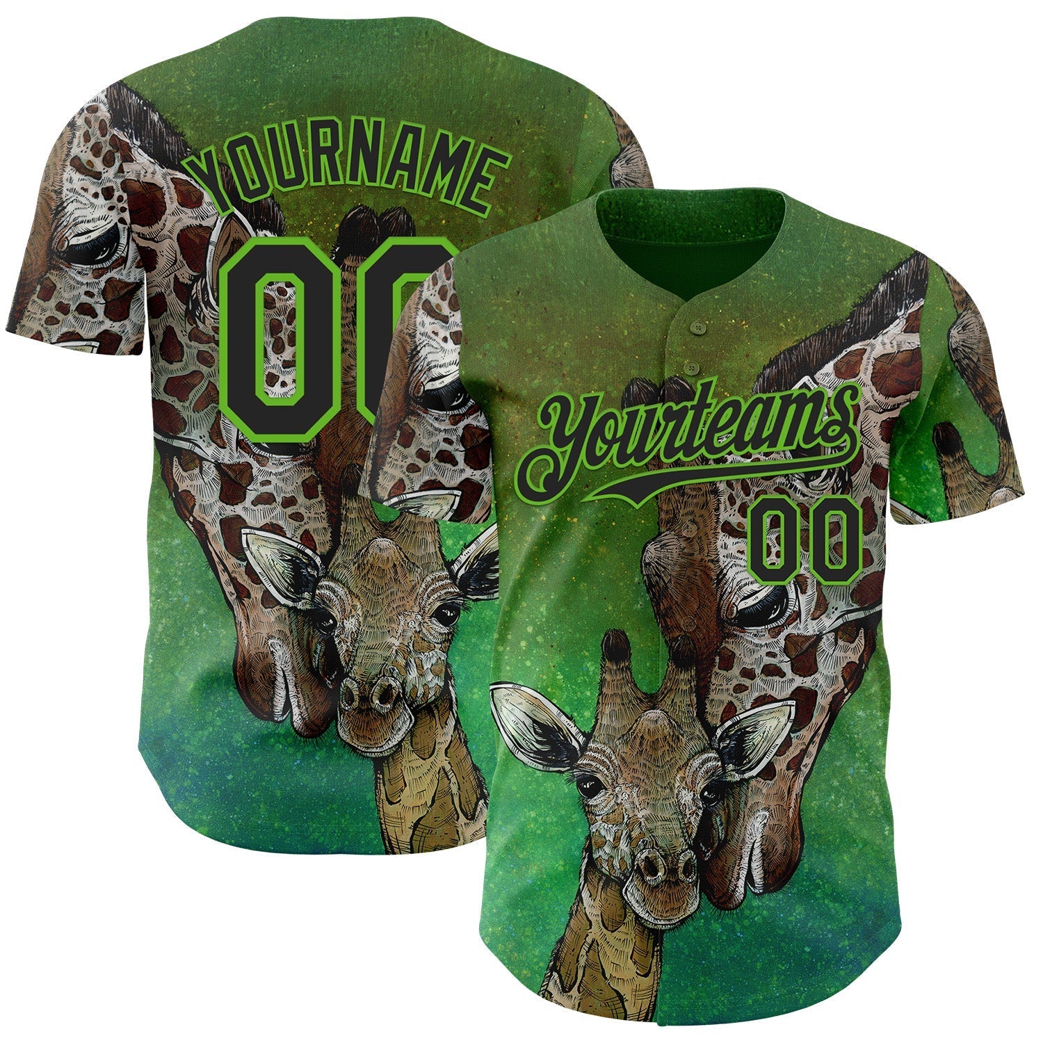 Custom Green Black-Aurora Green David Lozeau Mommy And Me Authentic Baseball Jersey baseball jersey product view 1
