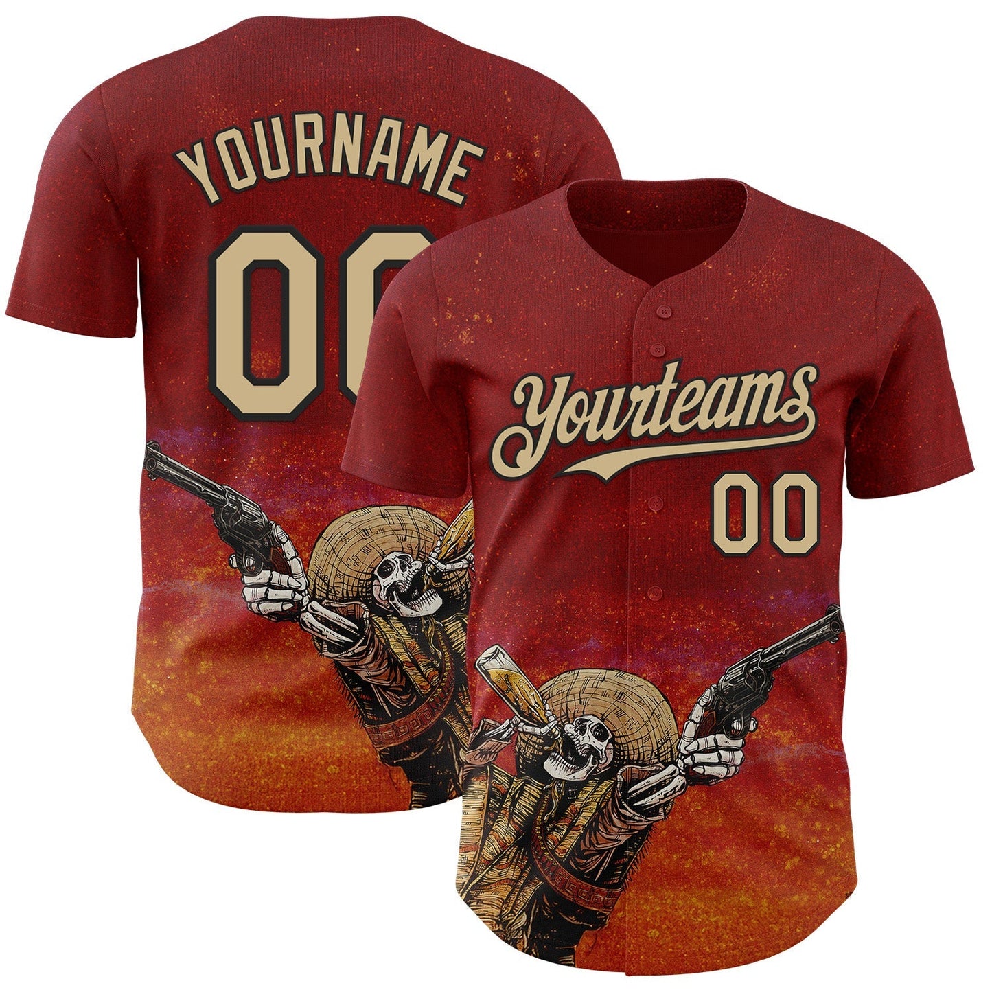 Custom Red Vegas Gold-Black David Lozeau Shot For Shot Authentic Baseball Jersey baseball jersey product view 1