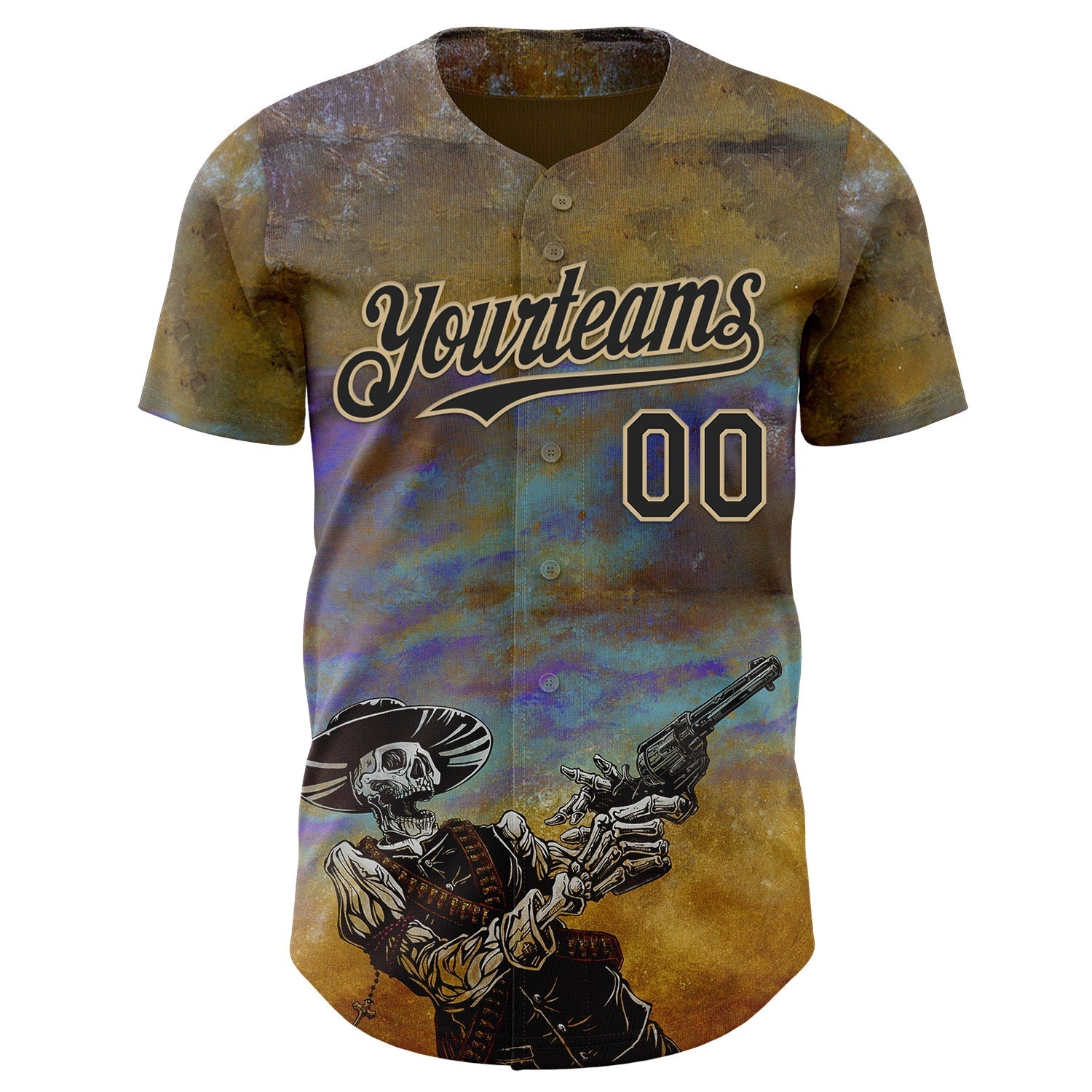 Custom Blue Black-Vegas Gold David Lozeau The Reckoning Authentic Baseball Jersey baseball jersey product view 2
