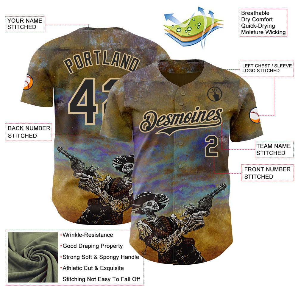 Custom Blue Black-Vegas Gold David Lozeau The Reckoning Authentic Baseball Jersey baseball jersey product view 3