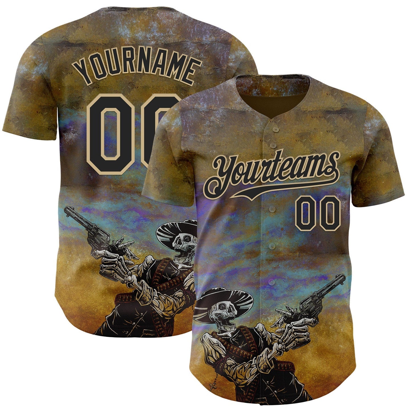 Custom Blue Black-Vegas Gold David Lozeau The Reckoning Authentic Baseball Jersey baseball jersey product view 1