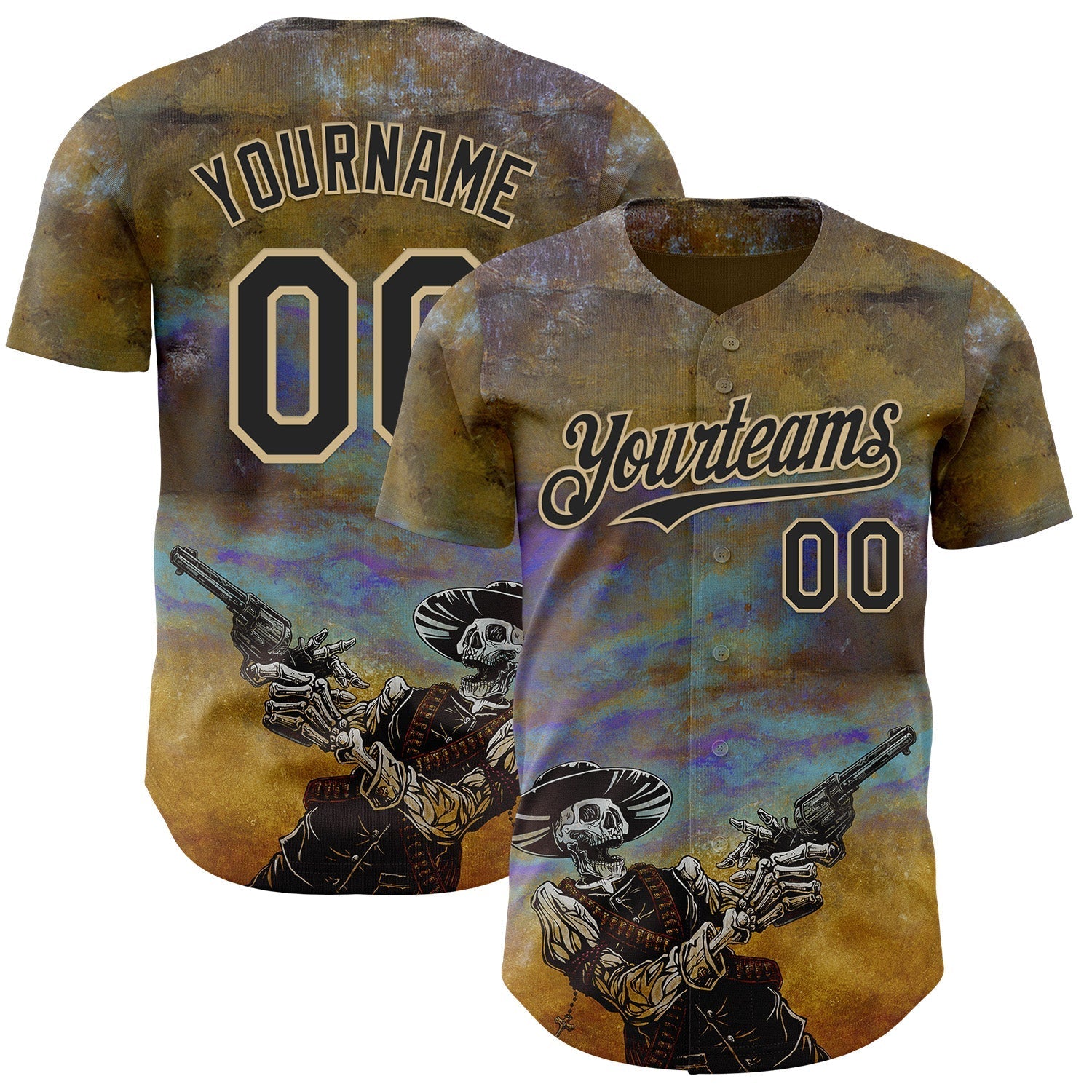 Custom Blue Black-Vegas Gold David Lozeau The Reckoning Authentic Baseball Jersey baseball jersey product view 1